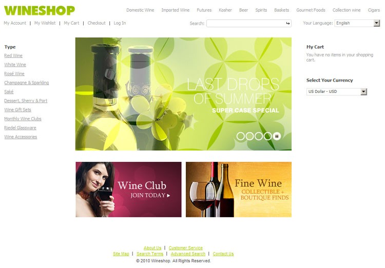 תבנית עיצוב Wineshop